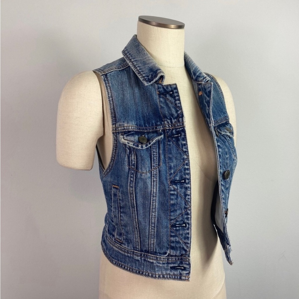 American Eagle Denim Jean Cropped Vest Size XS